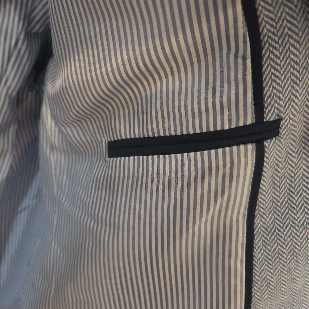 J. Crew Womens Re-Imagined Blue Herringbone Preppy Linen-Cotton Blazer Sz 16 - Picture 6 of 11